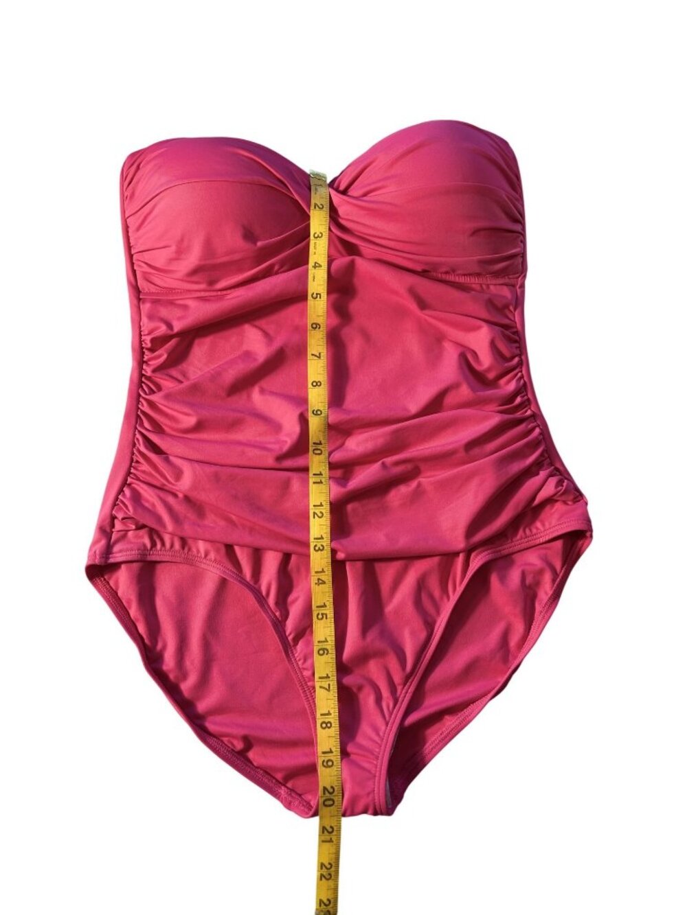 Anne Cole Pink Ruched Strapless (straps included) One-Piece Swimsuit Size 12 - Picture 10 of 15